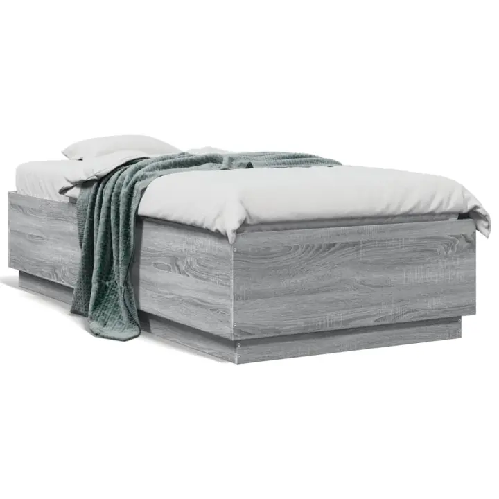 vidaXL Estructura de cama madera de ingeniería gris Sonoma 90x190 cm - 1