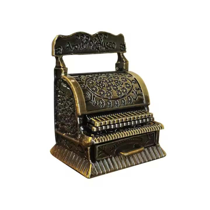 Miniatura De Cajero Automático Vintage Para Decoración De Casa De Muñecas Accesorio De Metal Modelo De Caja De Dinero - 1
