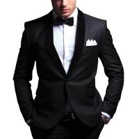 Traje De Boda Para Hombre Negro Elegante De Veludo Con Parche De Cuello Lápide Monodato Slim Fit Con Chaleco Y Pantalones Talla XS-5XL - details 4