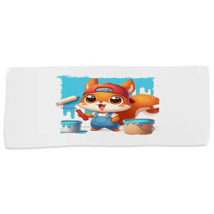 MERCHANDMANIA TOALLA MEDIANA GIMNASIO ABSORBENTE ardilla pintora profesion animal pintura mascota suave con bolsita - 1