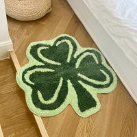Alfombra Tufted De Hoja De Clove Verde 100% Acrílico Alfombrilla Antideslizante Absorbente Para Puerta Alfombra Geométrica Para Sala De Estar Area - details 4
