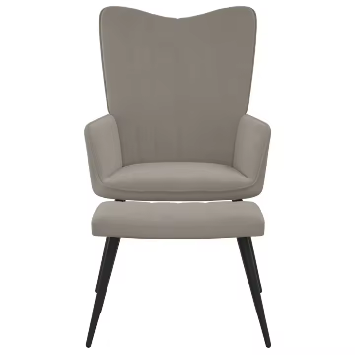 vidaXL Sillón de relax con taburete de terciopelo Gris claro, Gris oscuro, Verde oscuro Sillon Dormitorio Sillon Comodos Silla Relax Sillón Sofá - 1