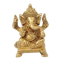 CAPRILO REGALOS & DECORACIÓN Figura Decorativa de Resina "Ganesha Dorada Sentada". Adornos y Esculturas. Regalos Originales. Decoración Hogar. 5 x 4 x 6 cm. - details 0