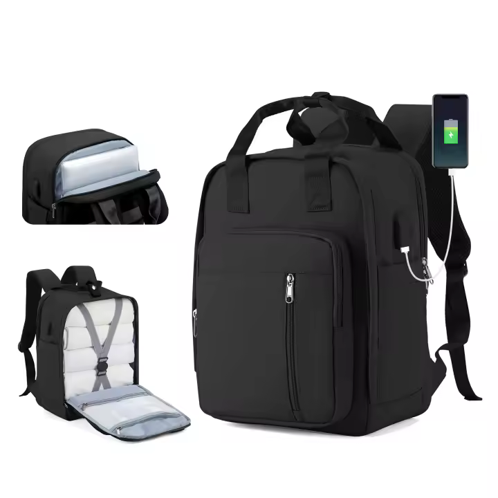 Mochila De Viaje Impermeable Y Ligera Para Mujer Con Carga USB Capacidad Grande Bolsa De Hombro Con Computadora Portátil Interfaz - 1