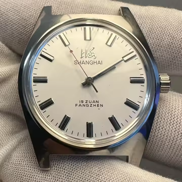 Reloj Mecánico Para Hombre Shanghai 36mm Diseño Bauhaus Dial Estéril Correa De Cuero Movimiento Manual Resistente Al Agua 3Bar - 1