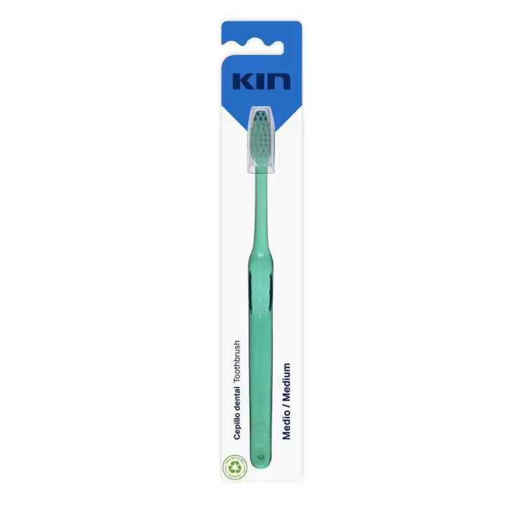 Cepillo Dental Kin Medio Cabezal Triangular Accesible Mango Ergonómico - 1