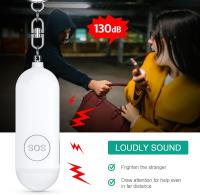 130dB autodefensa recargable alarma llavero, pequeño policía aprobado pánico y violación alarma de emergencia con llavero para ancianos, niñas (blanco) - details 0