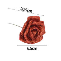 10/20Pcs Flores De Rosa Artificiales Plateadas Y Doradas Con Brillo Rosa Roja Y Rosa Para DIY Scrapbooking Decoración De Caja De Regalo - details 5