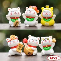 6pcs Estatua De Gato Chino Mini Decoración De Escritorio Para Dormitorio Y Sala De Estar Adorno De Hogar Material PVC - details 16