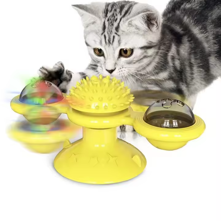 Juguete Interactivo Para Gatos Con Molino De Viento Juego De Puzzle Con Giradiscos Y Broca Para Gatos Juguetes Para Mascotas - 1