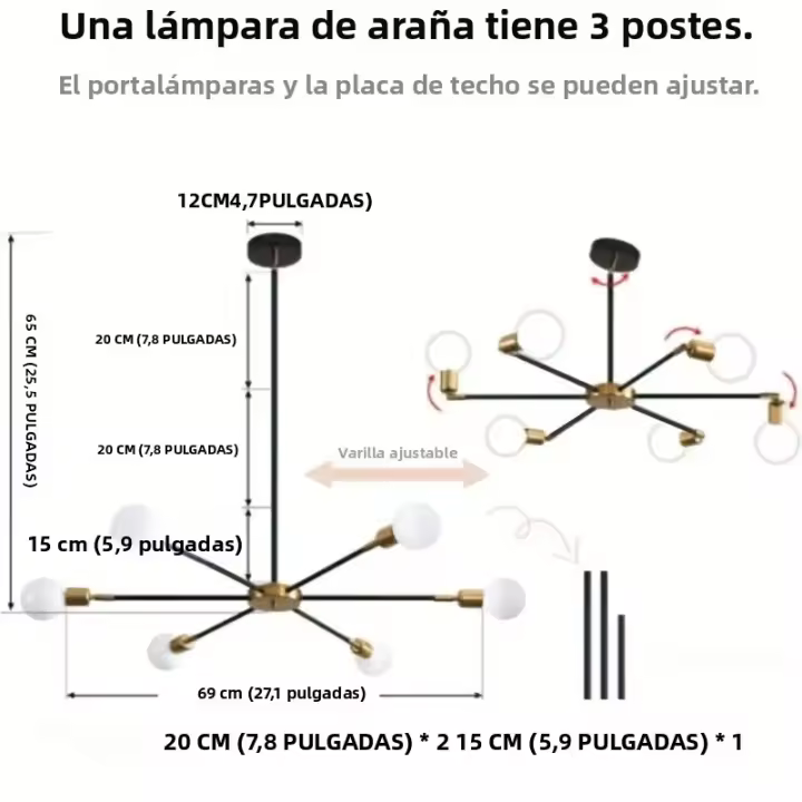 Lámpara De Techo Moderna Con Seis Cabezales Fácil Instalación Iluminación Personalizada Nórdica Creativa Para Escaleras Dormitorio - 1