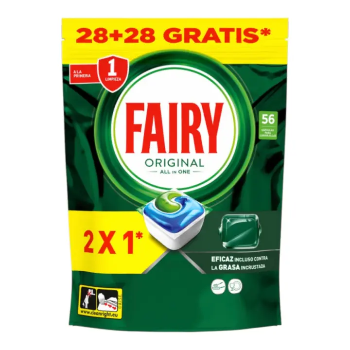 Fairy Original Todo en Uno Cápsulas para Lavavajillas, 56 Unidades - 1