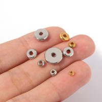 20/40pcs Cuentas De Espaciador Planas En Acero Inoxidable 3-10mm Color Oro Con Agujero Grande Para Creación De Joyas Pulseras - details 1