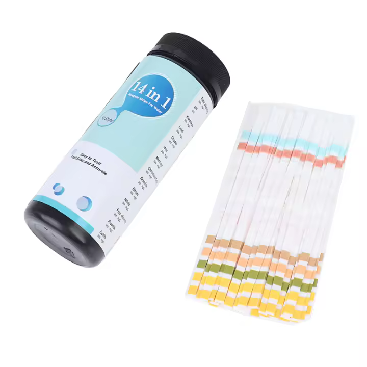 50pcs 14-en-1 Prueba De Agua Para Acuarios Y Piscinas Prueba De Calidad Del Agua Con Bromuro Y Nitrato Medidor De pH Para Tanques De Peces - 1