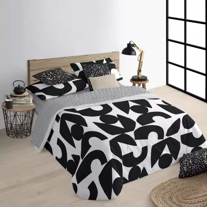 Funda Nórdica con Botones 100% Algodón Tansen Black - Mayor Suavidad - 1