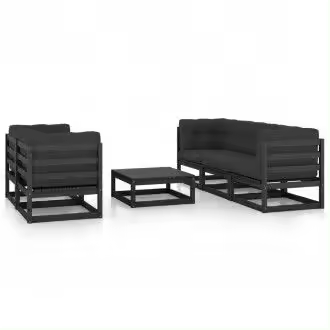 VIDAXL 3076383 juego de sofás con una mesa para el jardín fabricada en madera de pino negro vida xl - 1