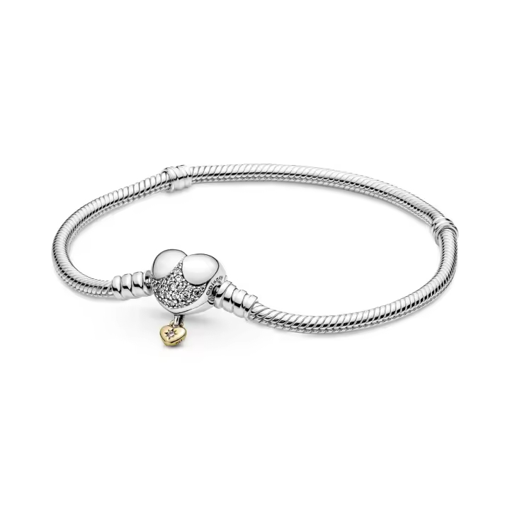 Pulsera Pandora Moments Cadena de Serpiente con Cierre de Corazón Princesas Disney 569563C01 - 1