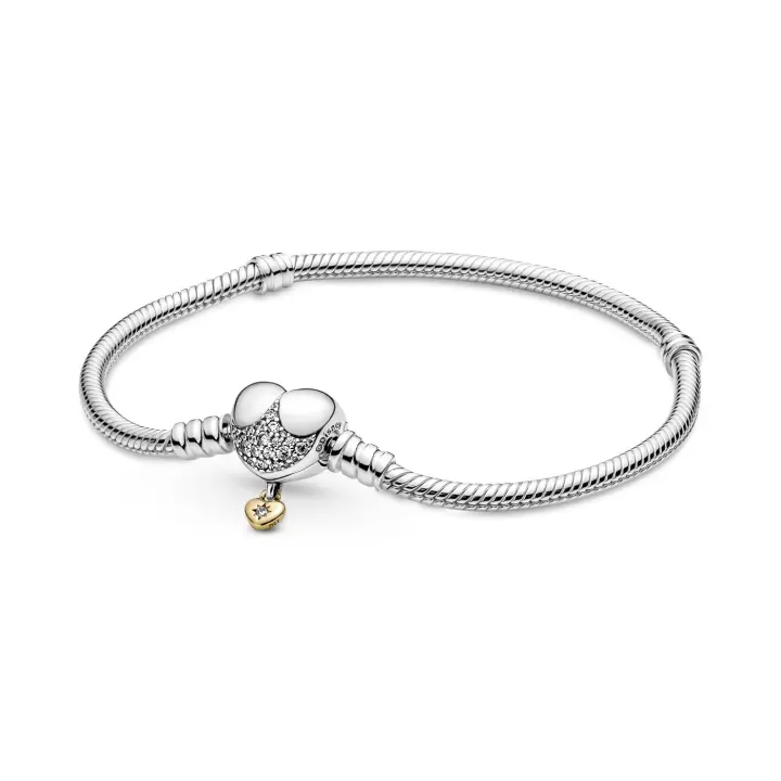 Pulsera Pandora Moments Cadena de Serpiente con Cierre de Corazón Princesas Disney 569563C01 - 1