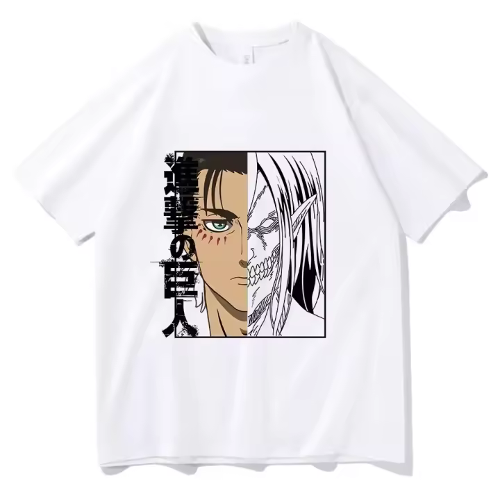 Camiseta De Algodón AOT Eren Yeager De Attack on Titan Anime Estampado Gráfico Moda Tops Casual Para Hombres Y Mujeres - 1
