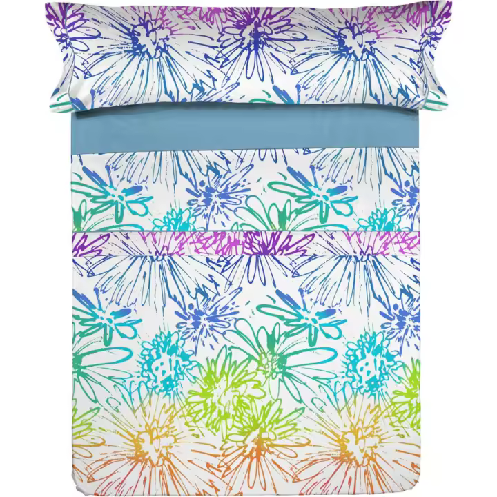 LOIS  Juego de Sábanas Modelo HIPPY - Juego de Sábanas 3 Piezas, Sábana Encimera, Sábana Bajera y una Funda de Almohada - Juego de Sábanas Suavidad y Confort Durabilidad Asegurada con Certificado OEKO-TEX® - 1