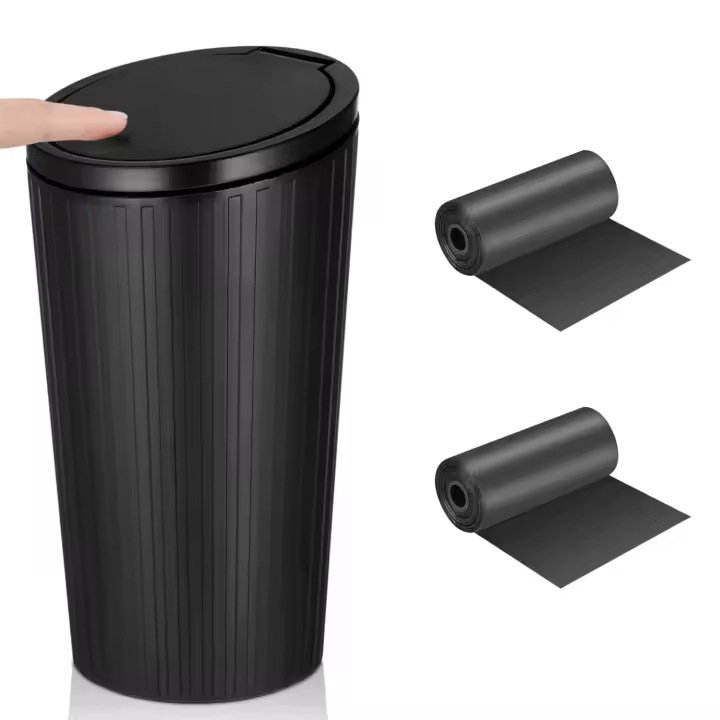 Contenedor de basura para coche con tapa, minicontenedores, portavasos, bolsas de basura universales a prueba de fugas para coche, oficina y cocina.Basura - Portavasos - Organizador - 1