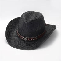 Sombrero De Paja Con Cinturón Para Mujer Protección Solar Casual Vintage Adecuado Para Viajes Pesca Y Exterior - details 6