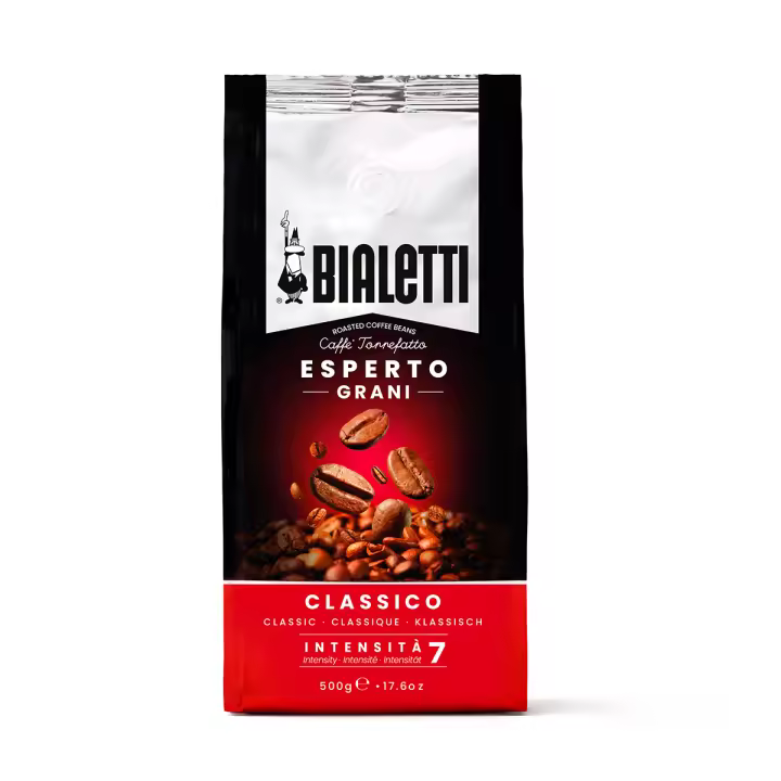 Bialetti Café en Grano - Esperto Grani Intenso, Clasico y Delicado - Café Italiano de alta calidad -  Intensidades: 5, 7, 9 -  500 gr - 1