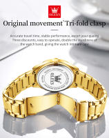 Reloj De Pulsera De Lujo Para Hombre OLEVS 5563 Acero Inoxidable Dorado Resistente Al Agua Calendario Doble Luminoso Estilo Formal - details 4