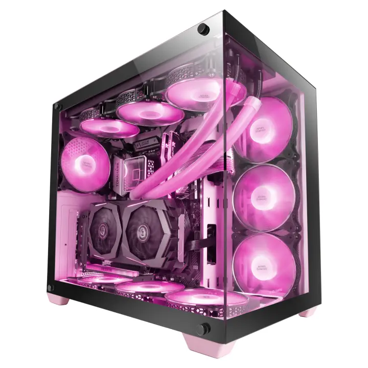 Mars Gaming MCV4, Torre Gaming Custom XXL E-ATX, Ventana Cristal Templado Lateral y Frontal Sin Marco, Estructura Modular Doble Cámara, Caja PC Gaming Negro, Rosa o Blanco - 1