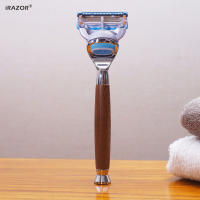iRAZOR Clásica M5 Afeitadora Manual De Seguridad Con 5 Capas Herramienta De Peluquería Para Barba Y Cabello De Hombre Mango De Grano De Madera Regalo De Cumpleaños - details 0