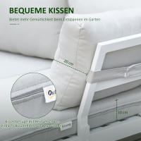 Juego de 3 muebles de Jardín en forma de L con Mesa Auxiliar y juguetes, Aluminio Blanco CREAM Para Balcón y Terraza - details 1