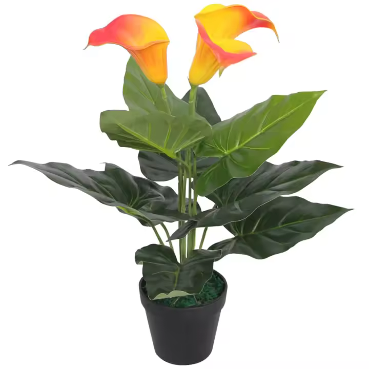 Planta Cala Lilly artificial con macetero Rojo y Amarilla 45 cm - 1