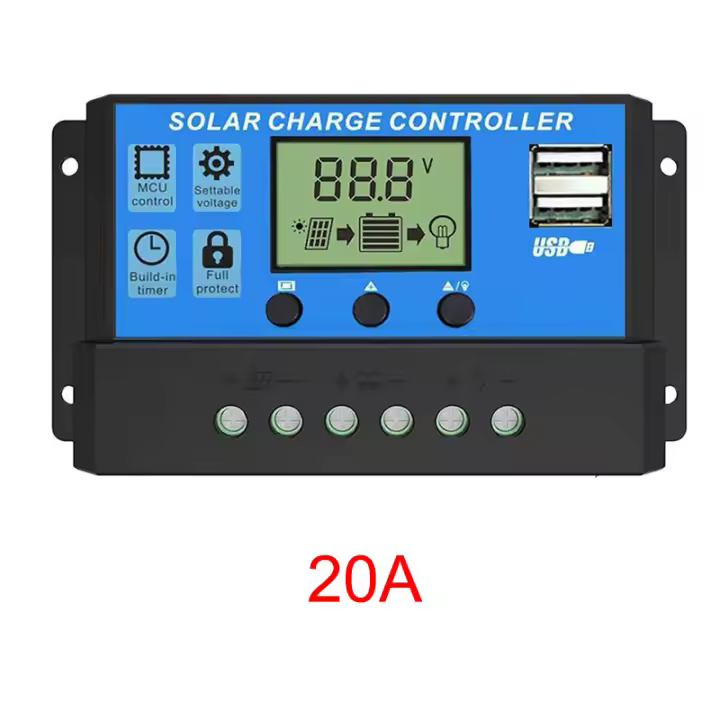 Controlador De Carga Y Descarga Solar Con Pantalla LCD Y USB Doble Para Panel De Celdas Solares Regulador De Corriente Automático 10/20/30/40/50/60/100A - 1