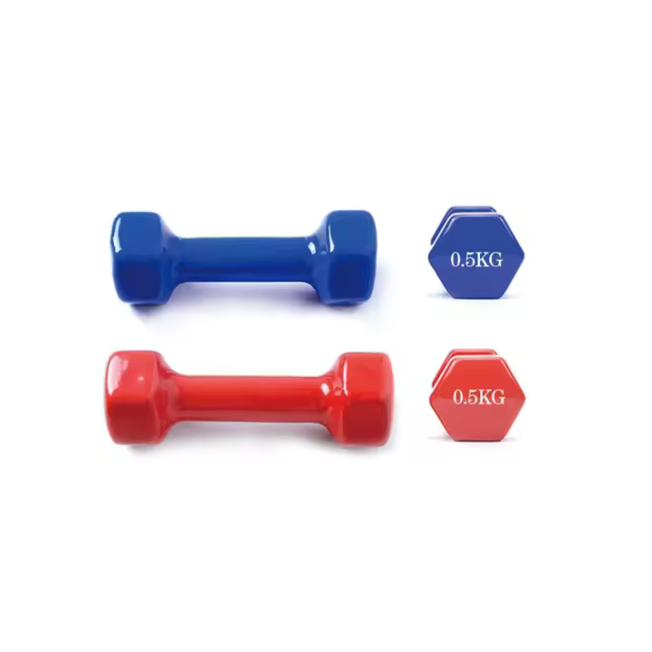 Set de 2 pesas mancuernas deportivas hexagonales para fitness de diferentes pesos 0.5kg a 6kg y de color rojo o azul - 1