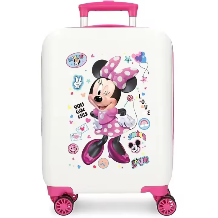 Disney Minnie Party Maleta de Cabina Blanco Fucsia Maleta Infantil 50 cm, Rígida ABS Cierre de combinación Lateral 28,4L 2 kgs 4 Ruedas Dobles Equipaje Mano - Joumma Bags - 1