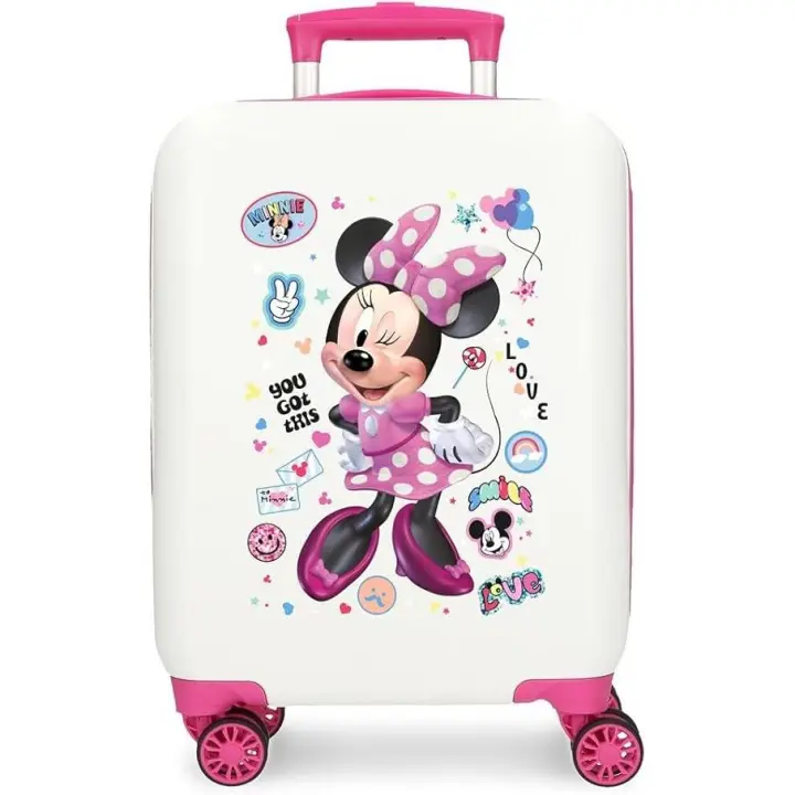Disney Minnie Party Maleta de Cabina Blanco Fucsia Maleta Infantil 50 cm, Rígida ABS Cierre de combinación Lateral 28,4L 2 kgs 4 Ruedas Dobles Equipaje Mano - Joumma Bags - 1