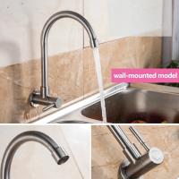 Grifo De Cocina De Acero Inoxidable Montado En Pared Sencillo Para Agua Fría Curva Baja Tapa De Agua De Alta Calidad - details 2