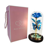 Lámpara De Rosas Artificiales Con LED Colores Y Mariposa En Vidrio Regalo Para Mujeres Luz De Galaxia Rosa Artificial Con Mariposa Y LED Colorido - details 18