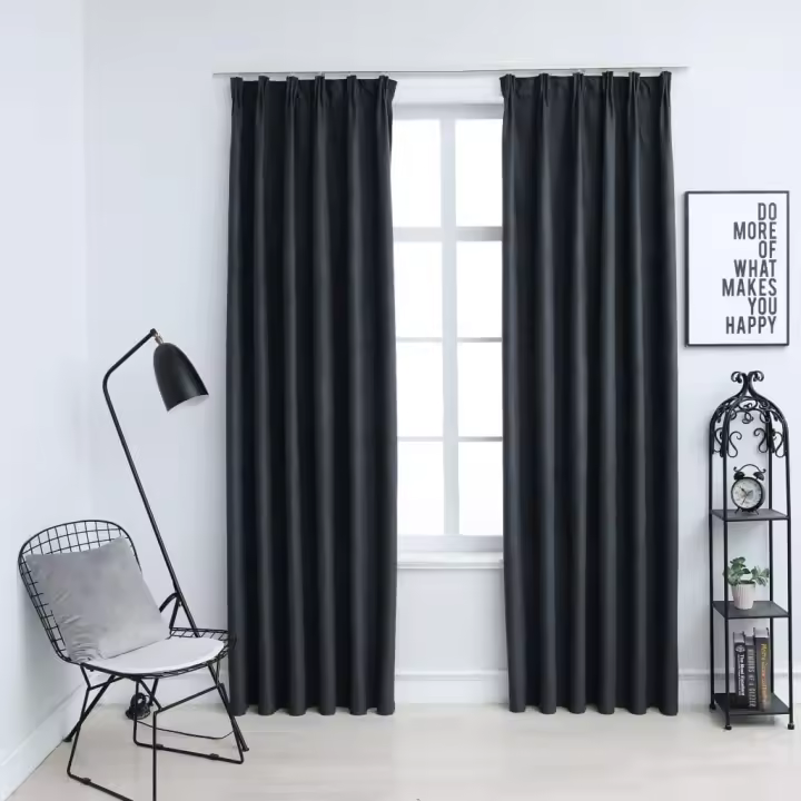 vidaXL Cortinas opacas con ganchos 2 unidades gris antracita 140x175cm - 1