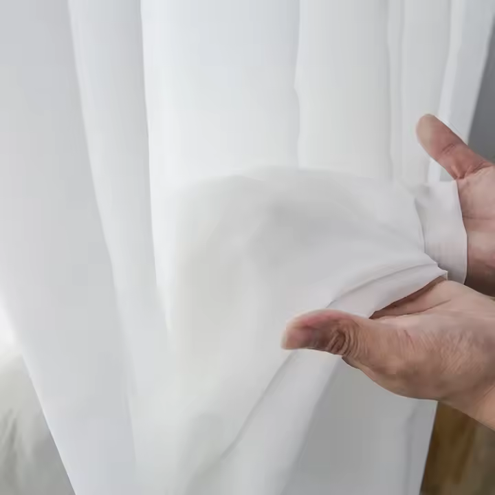 Panel De Cortina Blanca Chiffon Transparente Con Bolsa Para Rodillo Suave Y Silky Textura Filtra La Luz Para Sala De Estar Y Dormitorio - 1