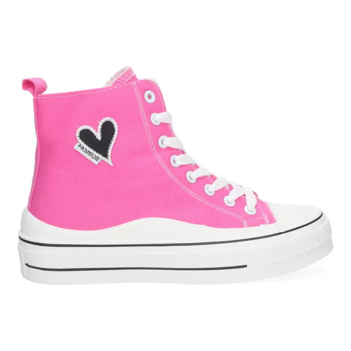 PuntoSalao Zapatillas lona altas abotinadas color fucsia mujer LHD-85 - 1
