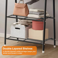 Perchero de Pie Extensible con Organizadores de Zapatos Estantería Metálica Resistente 60x35x152cm - details 1