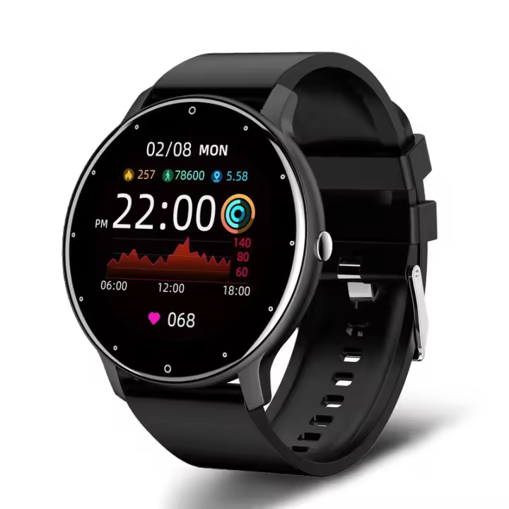 Reloj inteligente Bluetooth, full Círculo, completamente pantalla táctil, conteo de Pasos de Salud, presión arterial, Reloj multipuerto - 1