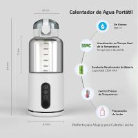 Calentador de biberones inalámbrico portátil para bebé, carga USB, temperatura ajustable, biberón de 300 ml para viajes, coche, avión, calentador de agua eléctrico inalámbrico para bebé al aire libre - details 5