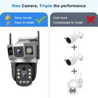 Cámara IP Inalámbrica WIFI 6K 12MP Con Lente Tríplice 10X Zoom Óptico CCTV Impermeable PTZ Seguridad Exterior Webcam Control Remoto - details 3