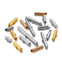 30-50Pcs Crimp End Beads Slide on Clasp Buckles Tubes Connectors Para DIY Joyería Metálicos De Cobre Accesorios De Enlace - details 0