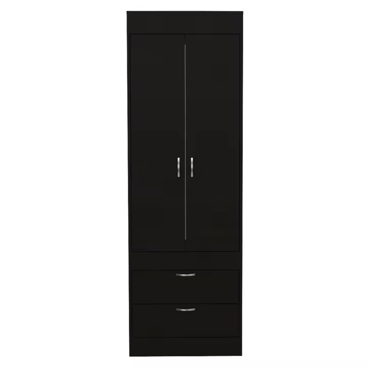 TUHOME Armario Lisboa, con 2 cajones y barra de colgar, Wengue Madera manufacturada Dormitorio-Almacenamiento - 1
