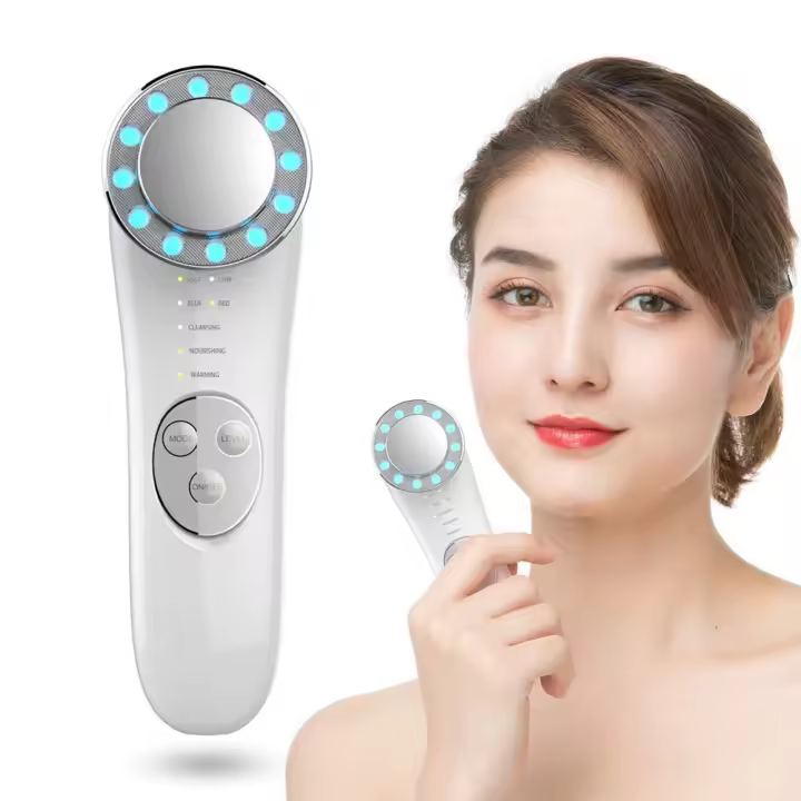 BIT Masajeador Facial 7 en 1 de Alta Frecuencia - Promueve Absorción Crema - Onda de Luz LED Azul/Roja - Levanta y Reafirma Arrugas - Herramientas Cuidado Piel - 1