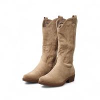 Botas cowboy de mujer planas con bordado, estilo vaquero clásico cómodo, en color negro, marrón y beige BM58A - details 5