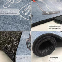 2pcs Alfombra De Cocina De Velvet De Cristal Absorbente Y Antiadhesivo Alfombrilla De Cocina De Poliéster 100% Mecánica Lavable - details 3